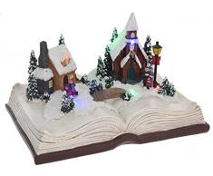 Eliware Weihnachtsdorf auf einem Buch mit LED Beleuchtung | Rot