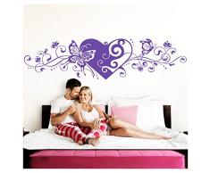Grandora Wandtattoo Blumenranke Herz selbstklebend I Lavendel 232 x 58 cm I Schlafzimmer Liebe Love Schmetterlinge Wandtatoo Wandaufkleber Wandsticker W642