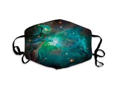 Weltraum, Majestätischer Orionnebel Staubwolke Himmlische Energie Plasma Astronomisches Objektbild, Blaugrün, Gedruckte Gesichtsdekorationen