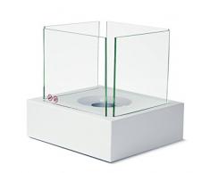 CV Tischfeuer Bio-Ethanol Glaskamin Tischkamin Glasfeuer Weiss eckig