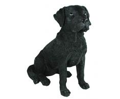 colourliving Labrador Figur Bolle schwarz sitzend Tierfigur lebensecht wirkende Hunde Skulptur Gartenfigur Hundefigur