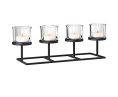 Blomus Nero Kerzenleuchter, Metall, schwarz, H 17 cm, B 52 cm, T 15 cm