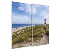 Wallario XXL Garten-Poster Outdoor-Poster - Am Strand von Sylt Leuchtturm auf der Düne Panorama in Premiumqualität, für den Außeneinsatz geeignet