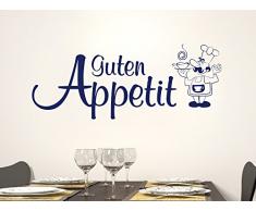 Wandtattoo Wanddeko für Küche Spruch Guten Appetit Koch Suppe Tatoo (75x30cm//063 Lindgrün)