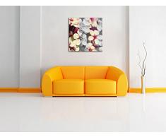 Kirschblüten im Retro Stil schwarz/weiß, Format: 70x70 als Leinwandbild, tolle Bilder fertig auf Holzrahmen gespannt, Kunstdruck auf Wandbild mit Rahmen, günstiger als Gemälde oder Ölbild, kein Poster oder Plakat