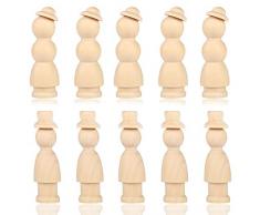 VABNEER Figuren Holzfiguren 10 Stück Holzfiguren Holz Holzfiguren zum Bemalen Figuren Familie Holz zum DIY Holzfiguren Hochzeit Geburtstag Dekoration Bemalen Basteln Holz