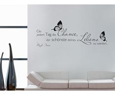 GRAZDesign 720397_50_042 Wandtattoo Wand-Zitat Gib jedem Tag die Chance von Mark Twain | Deko für Wohnzimmer/Büro (131x50cm//042 flieder)