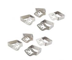 com-four® 8x Premium Tischtuchklammern aus Edelstahl, Tischklammern für drinnen und draußen, mit Dekor auf den Tischklemmen (08 Stück/Blatt)