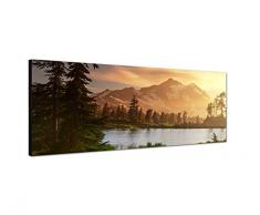 Augenblicke Wandbilder Leinwandbild als Panorama in 150x50cm Berge Schnee Waldsee Bäume Natur