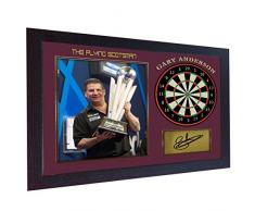 S&E DESING Gary Anderson Autogramm, The Flying Scotsman Signiertes Poster Foto Print Darts gerahmt