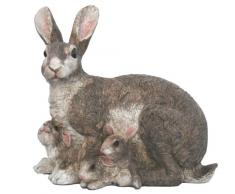 colourliving Dekofigur Häsin Claudia mit Kindern Kanninchen lebensecht Osterhase