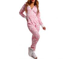 Crazy Age Jumpsuit Strampler Ganzkörperanzug Overall Sternen Weihnachtssterne Kuschelig Warm (M, Rosa)