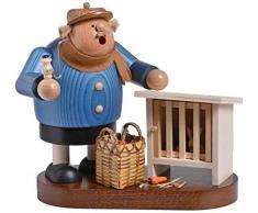 KWO Olbernhau 21475 Räuchermann Hasenzüchter, Holz, 19,5 x 14,5 x 21 cm, bunt