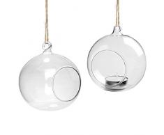 Youseexmas Teelichthalter zum Aufhängen Glaskugel klar Windlicht Pflanzenkugel Hochzeitsdeko Durchmesser 8 cm 4Stk(MEHRWEG)