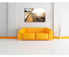 Segelboot im Meer Format: 120x80 auf Leinwand, XXL riesige Bilder fertig gerahmt mit Keilrahmen, Kunstdruck auf Wandbild mit Rahmen, günstiger als Gemälde oder Ölbild, kein Poster oder Plakat