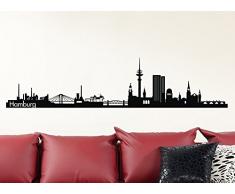 Wandaro W3291 Wandtattoo Skyline Hamburg I 100 x 23 cm schwarz I selbstklebend Stadt Aufkleber Städte der Welt Wandsticker Wandaufkleber