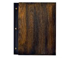 DWA Speisekartenhalter, Holz Menü Halter A4 Größe Restaurant Pub Hotel Display Zeichen Leder Finish (Gilded)