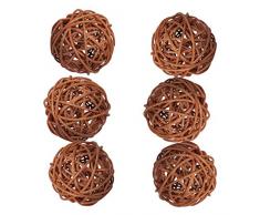 IPOTCH 6 pcs Rattankugeln Rattanball DIY Basteln Hänge Rattan Dekokugeln - Braun, 6 cm