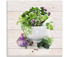 Artland Glasbilder Wandbild Glas Bild einteilig 30x30 cm Quadratisch Stillleben Kräuter Gewürze Küche Mediterran Holzoptik T5NH