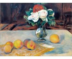 Leinwandbild 70 x 50 cm: Stilleben mit Blumenstrauß von Pierre-Auguste Renoir/akg-Images - fertiges Wandbild, Bild auf Keilrahmen, Fertigbild auf echter Leinwand, Leinwanddruck