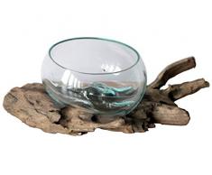 Geschenk Deko Gamal Wurzelholz B-Ware Glas Ø 16-18 cm Wurzel Holz Teakholz Vase Schale M