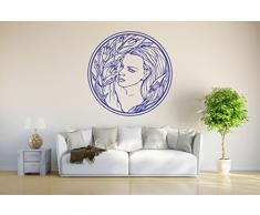 INDIGOS 4051095461371 Wandtattoo / Wandsticker - d123 hÃ¼bsche Frau Ornament, Vinyl, blau, 96 x 96 x 1 cm