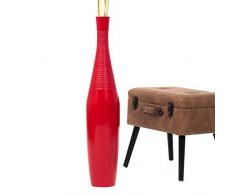 Leewadee Große Bodenvase für Dekozweige hohe Standvase Design Holzvase 90 cm, Mangoholz, rot