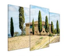 Bilderdepot24 Leinwandbild Toskana - Italien - 100x60 cm 3 teilig - fertig gerahmt, direkt vom Hersteller