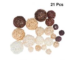 Healifty Vasenfüller der Weidenkugeln des Rattans 21pcs für hängende Dekoration des DIY Hochzeitsfestweihnachtsbaums