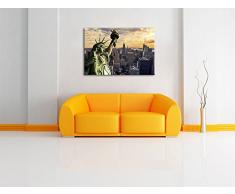 Gigantische Freiheitsstatue in New York, Format: 120x80 auf Leinwand, XXL riesige Bilder fertig gerahmt mit Keilrahmen, Kunstdruck auf Wandbild mit Rahmen, günstiger als Gemälde oder Ölbild, kein Poster oder Plakat