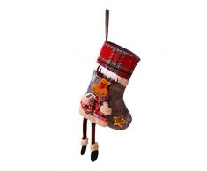 Weihnachten hängenden Strumpf, Weihnachten Dekorationen Weihnachtsmann Elch Weihnachtssocken Christmas Strumpf Socke Geschenk Süßigkeiten Taschen Nikolausstiefel Weihnachtsdeko (34x18cm, D)