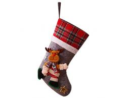 Routinfly Weihnachtsstrümpfe 40x24cm Weihnachtssocke Weihnachten Strumpf Beutel Christmas Stocking Nikolausstiefel zum Befüllen und Aufhängen (Gray B, Free)
