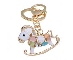 Hacoly Trojanisches Pferd Schlüsselring Anhänger Kristall Schlüsselbund taschenanhänger Dekofigur Schlüsselanhänger Mode Schlüsselringen Persönlichkeit Keychain Metall Schlüsselhalter - bunt