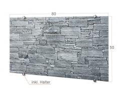 graz-design Küchen-Spritzschutz aus Echtglas | Bild-Motiv Steinoptik in grau | Glasbild als Küchenrückwand - Küchenspiegel (80x50cm)