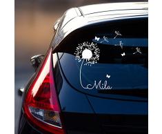 ilka parey wandtattoo-welt® Autotattoo Heckscheibenaufkleber Fahrzeug Aufkleber Sticker Baby Name Pusteblume M1864 - ausgewählte Farbe: *Hellrosa* ausgewählte Größe: *M - 28cm breit x 25cm hoch*