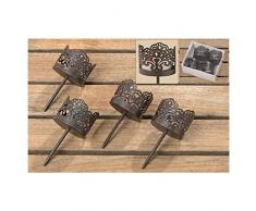 Boltze Teelichthalter Modell: Berni 4-teilig aus Metall mit Einer Höhe von 9cm Windlichtstab für drinnen und draußen