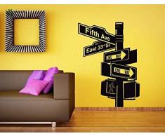 Wandaufkleber Vinyl Art Wandaufkleber Raumdekoration New York City Road Sign Abnehmbares Poster 102X72Cm