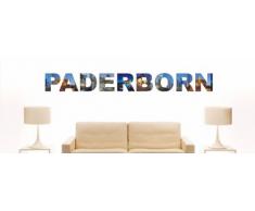 INDIGOS UG - Wandtattoo Wandsticker Wandaufkleber - Aufkleber farbige Wandschrift Städtename Städtename Paderborn mit Sehenswürdigkeiten 80 x 9 cm Länge