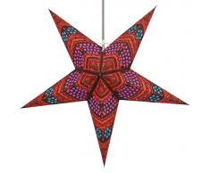Guru-Shop Faltbarer Advents Leucht Papierstern, Weihnachtsstern Horus Rot-türkis, 60x60x20 cm, Star Fensterdeko, 5 Spitzen