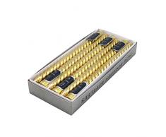 SHUXIN 12 Stück handgefertigte Spitzkerzen – Lange gedrehte rauchfreie Tisch-Paraffin-Kerzen Wachs grün/rot/Gold/Silber/pink/Kupfer/weiß/elfenbeinfarben/gelb/violett Gold