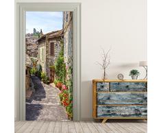 Türtapete selbstklebend TürPoster - ITALIENISCHE GASSE TOSKANA - Fototapete Türfolie Poster Tapete