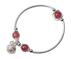 K-Bracelets S925 Silber Erdbeere Kristall Armband Weiblichen Koreanischen Retro Palast Glocke Kristall Süße Glocken Hand Schmuck, S925 Silberarmband