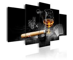 murando - Bilder Alkohol 100x50 cm Vlies Leinwandbild 5 TLG Kunstdruck modern Wandbilder XXL Wanddekoration Design Wand Bild - Alkohol Zigarre Poker Whisky i-A-0101-b-o