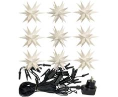 3D LED 9er Sternenkette für innen & außen Stern Adventsstern Weihnachtsstern Neuheit (weiß)
