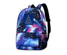 Galaxy bedruckte Schultertasche Horror Bösewichte Weihnachtsbaumkugeln Fashion Casual Star Sky Rucksack für Jungen & Mädchen