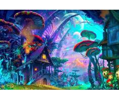 HDGREF Malen nach Zahlen Kit DIY Natur Psychedelic Colorl House usoo Planet Ölgemälde Leinwand-40x50cm-Mit Rahmen