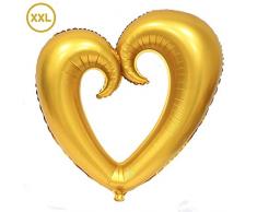 DIWULI, gigantischer XXL Herzballon Gold, Luftballon in Herzform hohl, edler Herz-Ballon groß, Herzluftballon, Herzfolienballon, Folien-Luftballon, Folien-Ballon für Geburtstag, Hochzeit, Dekoration