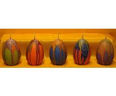 Eikerzen Pop mit fantasievollen bunten Glasuren,5 Stk. Handgestaltete Osterkerzen, mittel, Höhe 8,5 cm