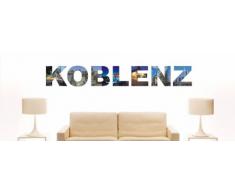 Wandtattoo farbige Wandschrift Städtename Koblenz mit Sehenswürdigkeiten 120 x 17 cm Länge