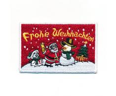 hegibaer 60 x 35 mm - Frohe Weihnachten - Schnee Weihnachtsmann Aufnäher Aufbügler 1075 B